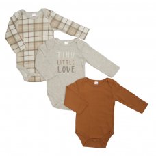 CC214-BS: Boys 3 Pack Long Sleeved Bodysuits (0-6 Months)